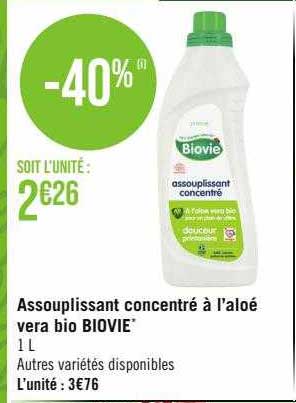 assouplissant concentré à l'aloé vera bio biovie