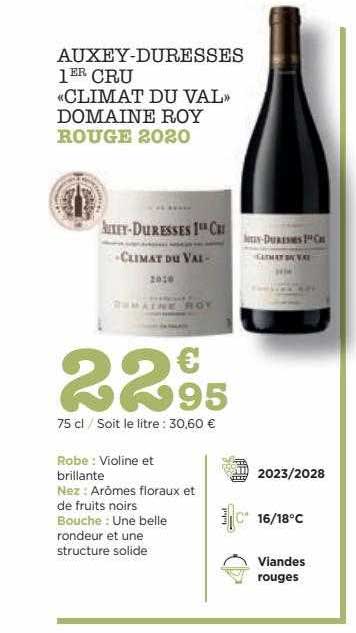 auxey-duresses 1er cru «climat du val» domaine roy rouge 2020