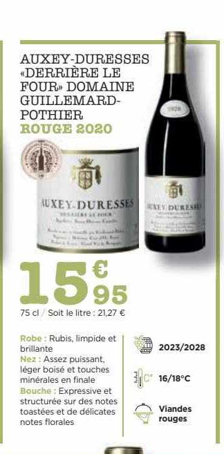 auxey-duresses «derrière le four» domaine guillemard-pothier rouge 2020
