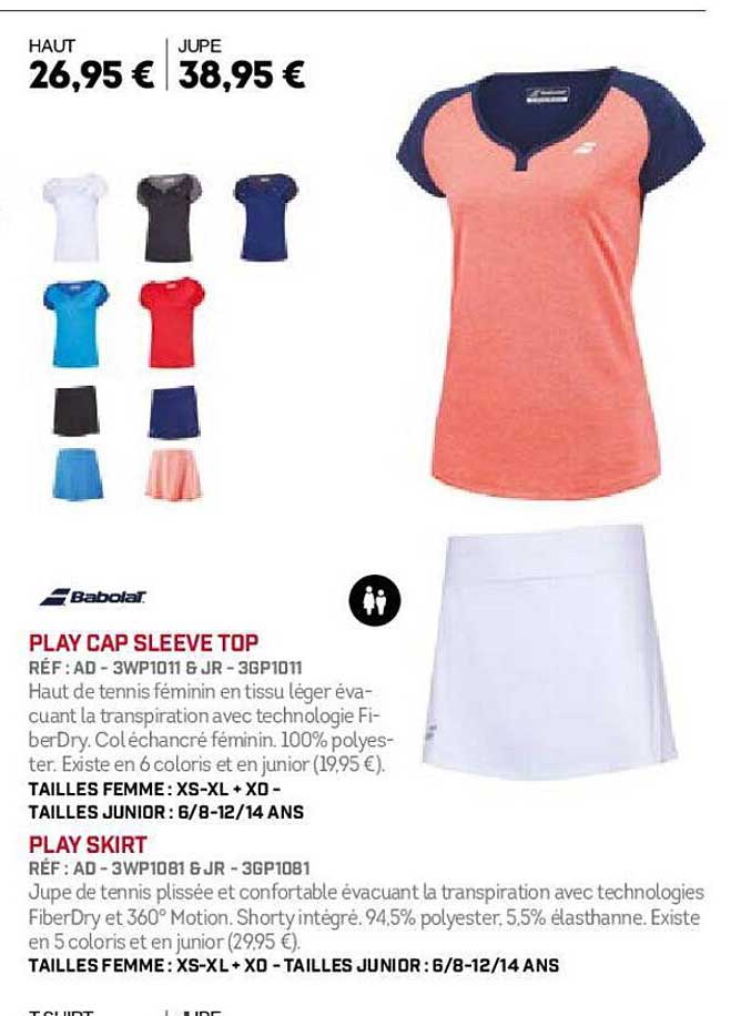babolat play cap sleeve top, play skirt