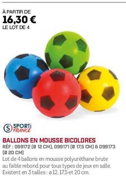ballons en mousse bicolores sporti france