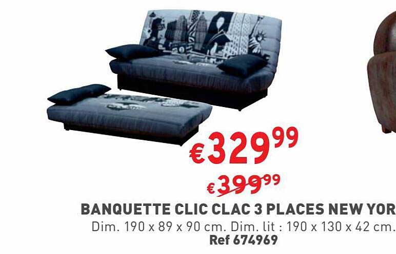 banquette clic clac 3 places new york