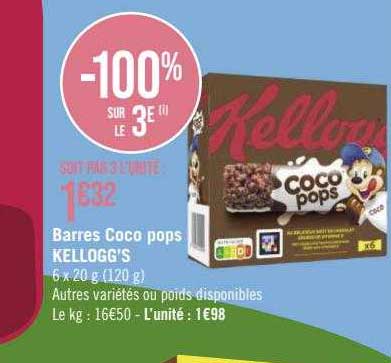 barres coco pops kellogg's