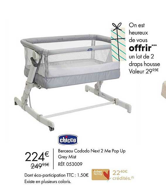 berceau cododo next 2 me pop up grey mist chicco