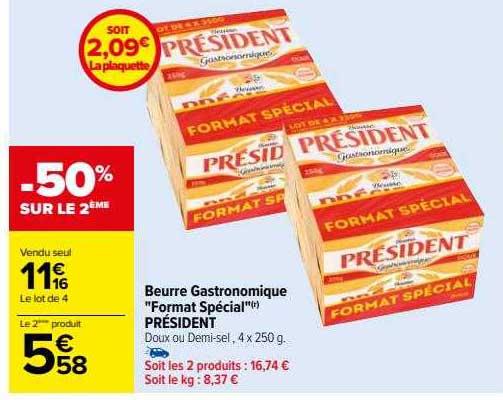 Beurre Gastronomique "format Spécial" Président