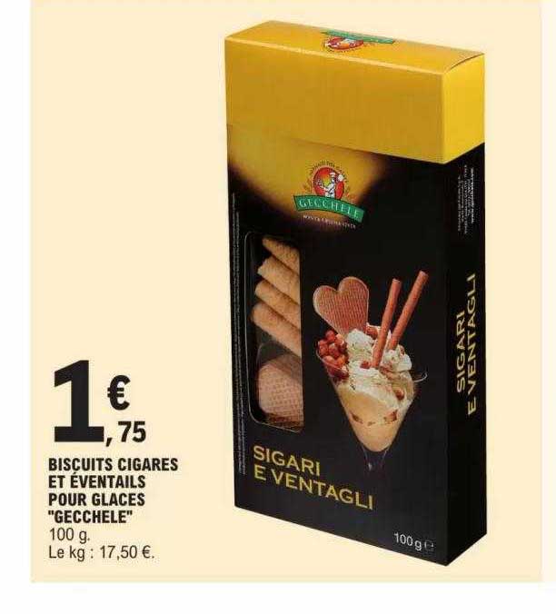 biscuits cigares et éventails pour glaces "gecchele"