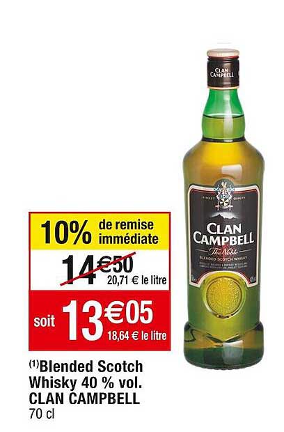 blended scotch whisky 40% vol. clan campbell