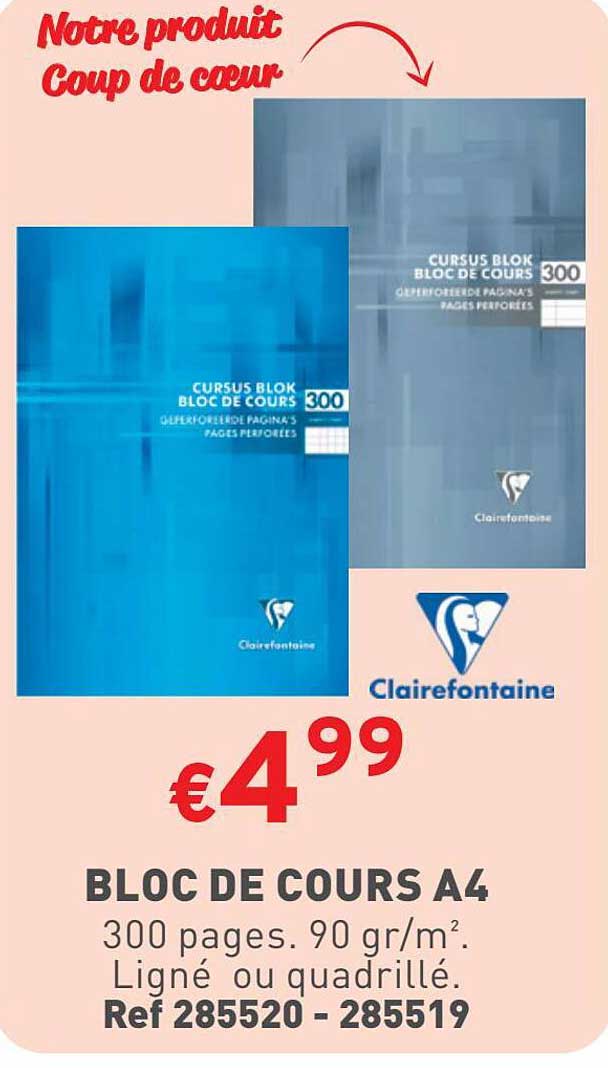 bloc de cours A4 clairefontaine