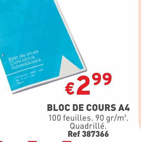 bloc de cours A4