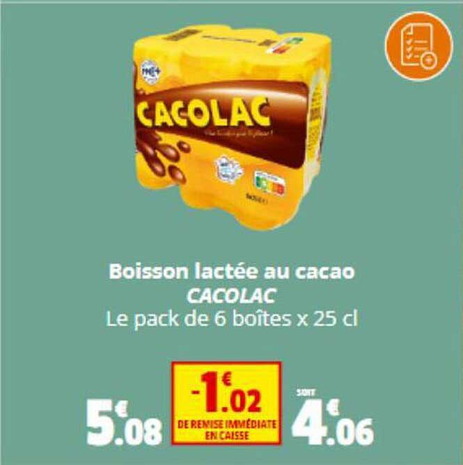boisson lactée au cacao cacolac
