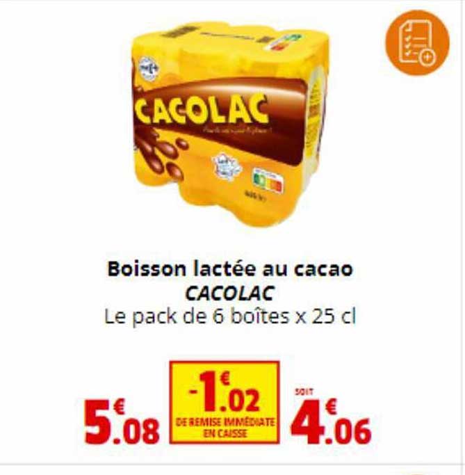 boisson lactée au cacao cacolac