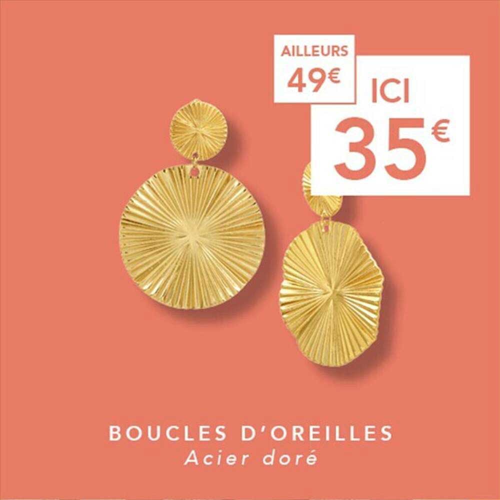 boucles d'oreilles acier doré