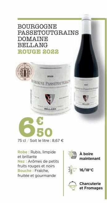 bourgogne passetoutgrains domaine bellang rouge 2022