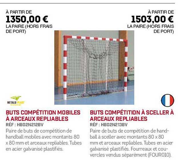 buts compétition mobiles à arceaux repliables, buts compétition à sceller à arceaux repliables