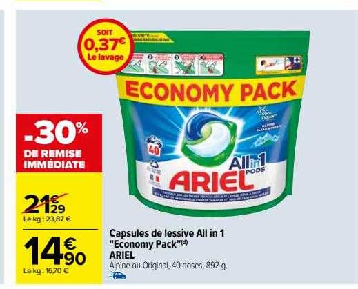 capsules de lessive all in 1 "économy pack" ariel