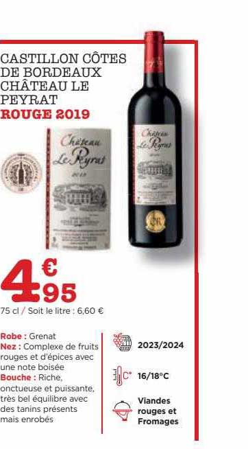 castillon côtes de bordeaux château le peyrat rouge 2019