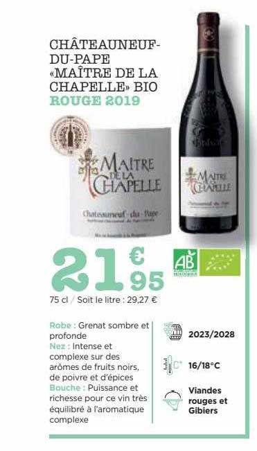 châteauneuf-du-pape «maître de la chapelle» bio rouge 2019