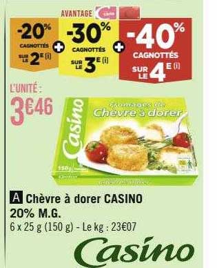 chèvre à dorer casino 20% m.g.