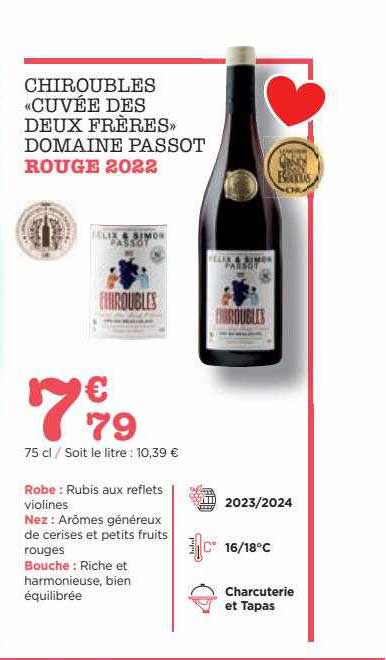 chiroubles «cuvée des deux frères» domaine passot rouge 2022