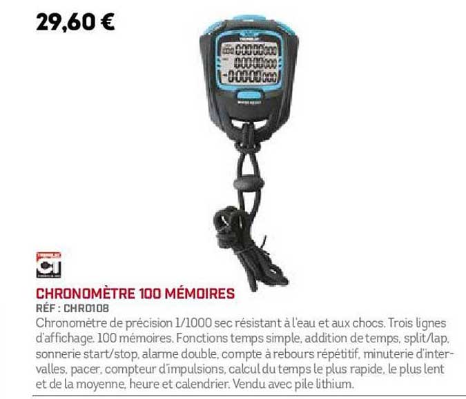 chronomètre 100 mémoires
