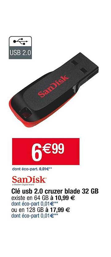 clé usb 2.0 cruzer blace 32 gb sanDisk
