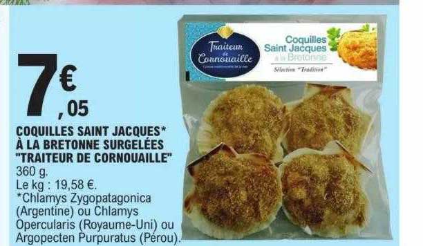 Coquilles Saint Jacques à La Bretonne Surgelées "traiteur De Cornouaille"