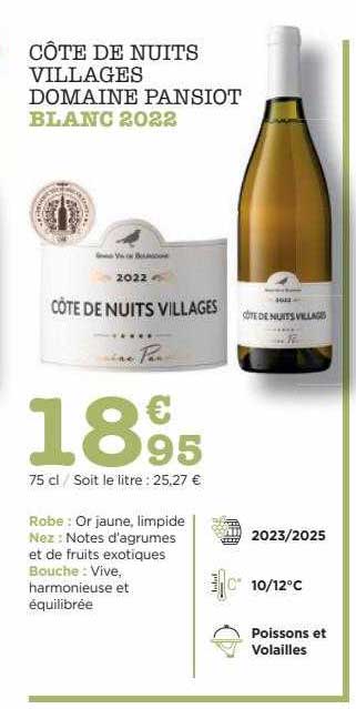 Côte De Nuits Villages Domaine Pansiot Blanc 2022