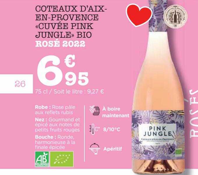 côteaux d'aix-en-provence «cuvée pink jungle» bio rosé 2022
