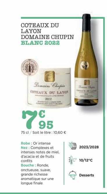 coteaux du layon domaine chupin blanc 2022