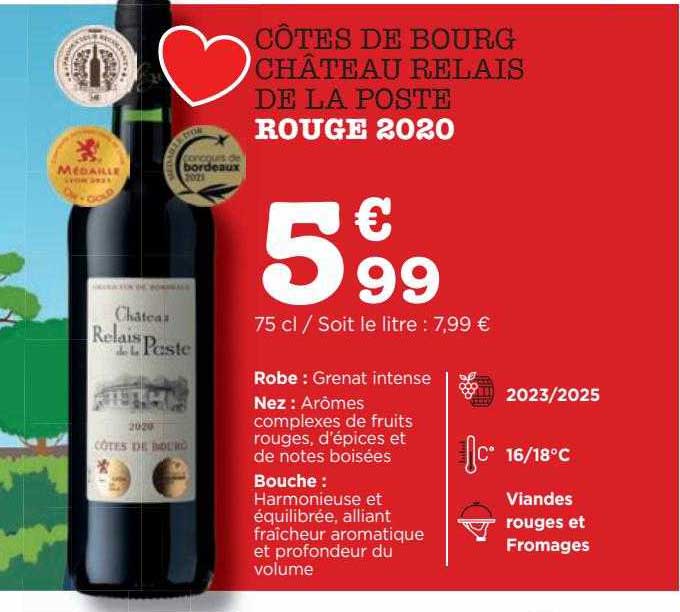 côtes de bourg château relais de la poste rouge 2020