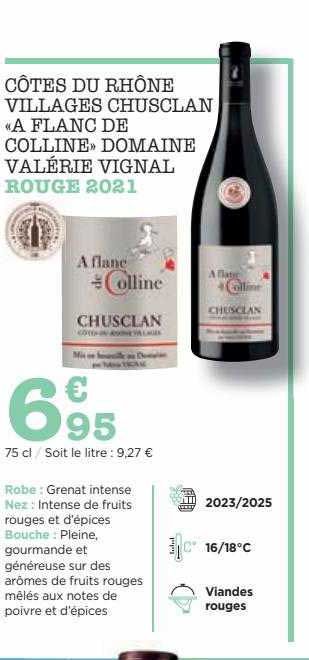 côtes du rhône villages chusclan «à flanc de colline» domaine valérie vignal rouge 2021