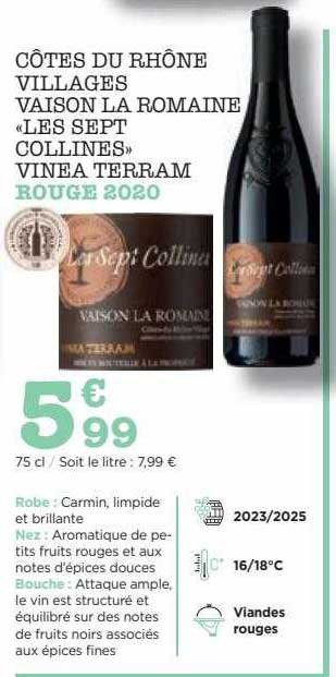 côtes du rhône villages vaison la romaine «les sept collines» vinea terram rouge 2020