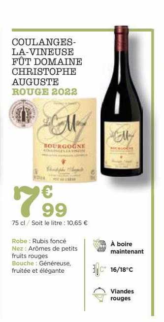 coulanges-la-vineuse fût domaine christophe auguste rouge 2022
