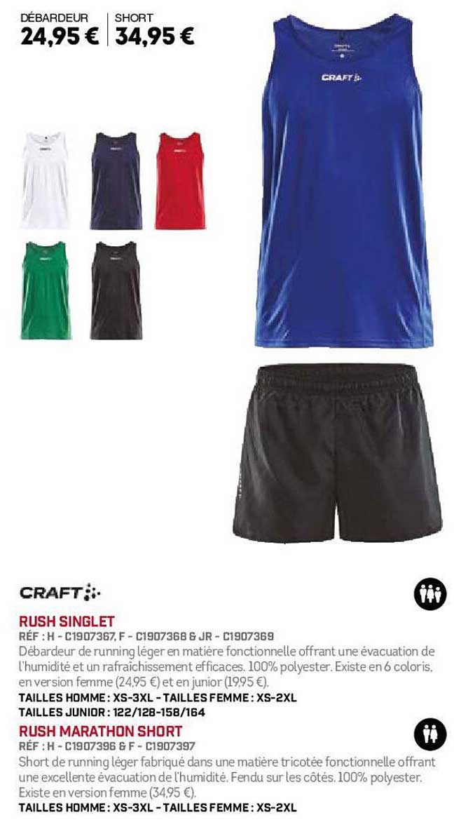 Craft Rush Singlet, Rush Marathon Short