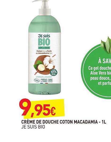 crème de douche coton macadamia je suis bio - 1l
