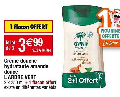 crème douche hydratante amande douce l'arbre vert