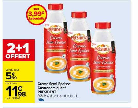crème semi-épaisse gastronomique président