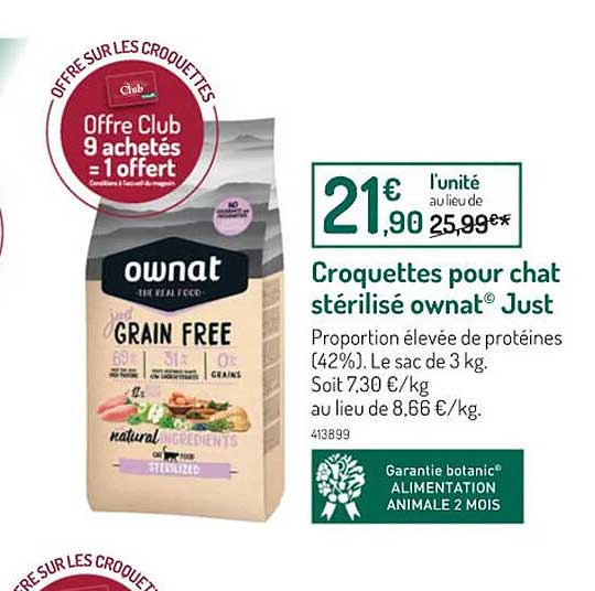 croquettes pour chat stérilisé ownat just