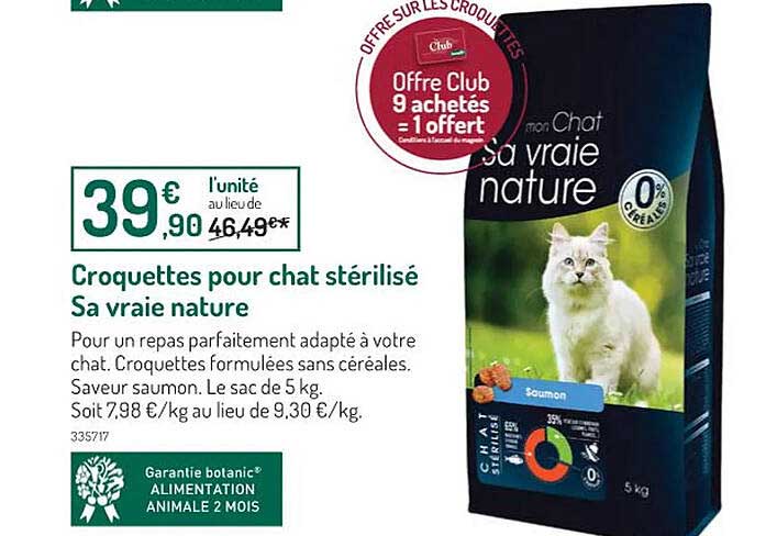 croquettes pour chat stérilisé sa vraie nature