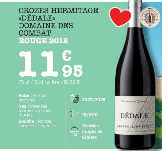 crozes-hermitage «dédale» domaine des combat rouge 2018