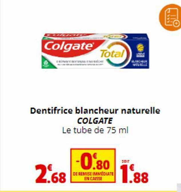 Dentifrice Blancheur Naturelle Colgate