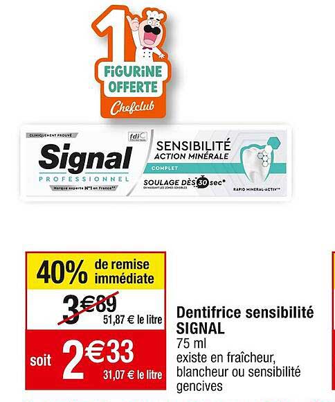 dentifrice sensibilité signal
