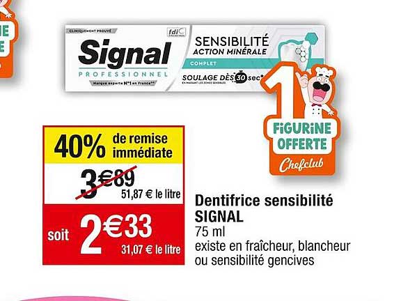 dentifrice sensibilité signal