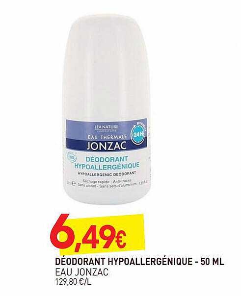 déodorant hypoallergénique eau jonzac - 50ml