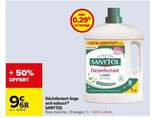 Désinfectant Linge Anti-odeurs Sanytol