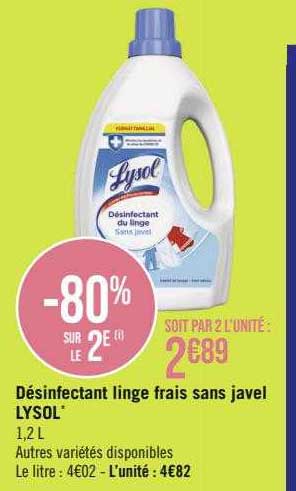 Désinfectant Linge Frais Sans Javel Lysol