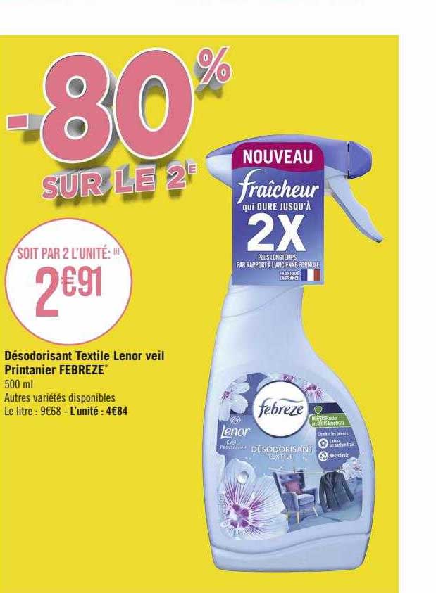 désodorisant textile lenor veil printanier febrèze