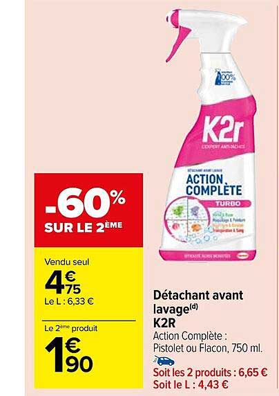 détachant avant lavage k2r
