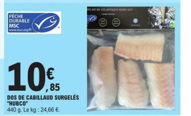 Dos De Cabillaud Surgelés "hubco"