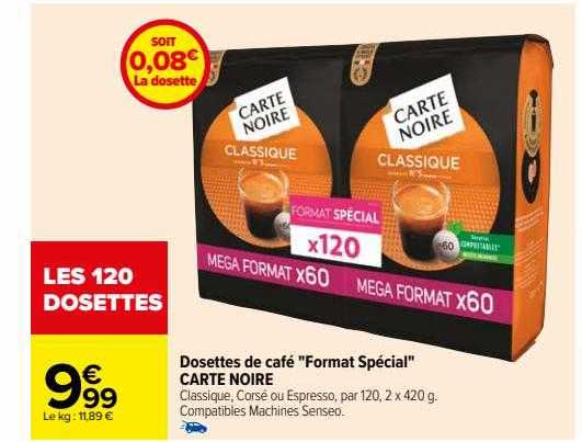 dosettes de café "format spécial" carte noire